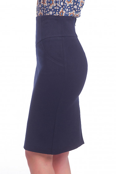 Темно-синяя женская юбка с высокой талией
