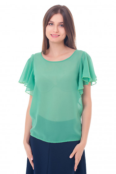 Блузка зеленая с крылышками. Деловая женская одежда фото