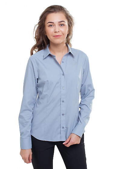 Блузка классическая серая с длинным рукавом Деловая женская одежда фото