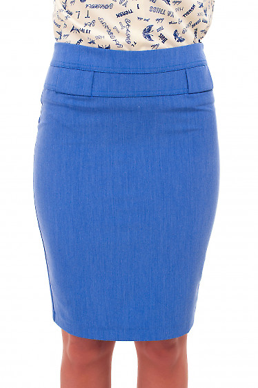 Юбка синяя под джинс. Деловая женская одежда фото