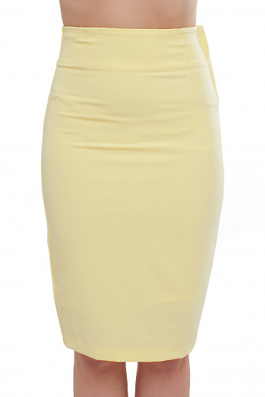 Юбка желтая с молнией сбоку Деловая женская одежда фото