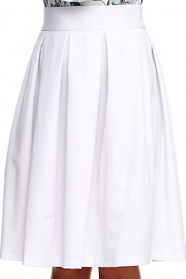 Спідниця біла в складку з кишенями. Діловий жіночий одяг