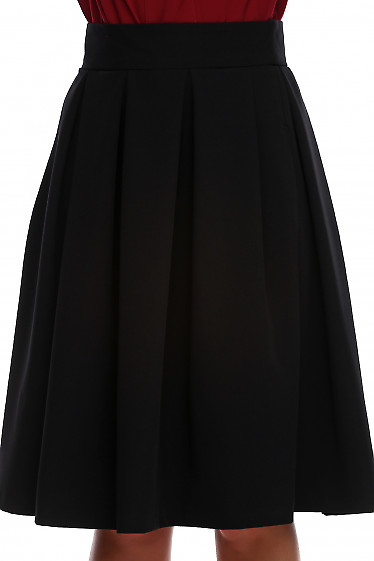 Юбка чёрная в складку с высокой талией.  Деловая женская одежда