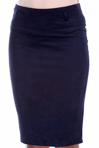 Юбка синяя замшевая Деловая женская одежда фото