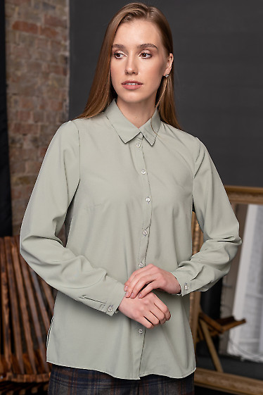 Блузка просторная оливковая. Деловая женская одежда фото
