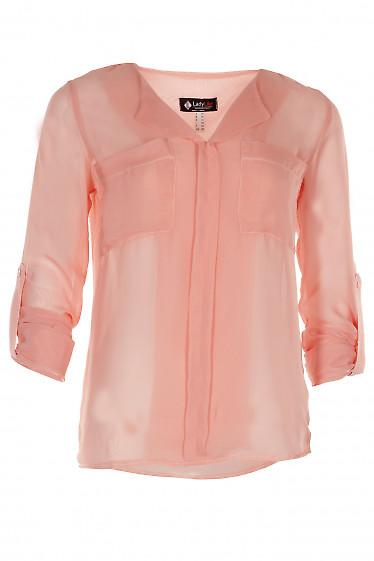 Блузка из шифона персикового цвета Деловая женская одежда фото