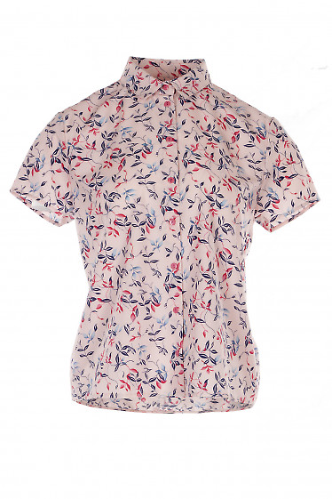 Блузка розовая в листочки Деловая Женская Одежда фото