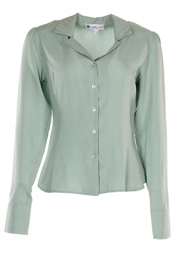 Блузка зеленая с английским воротником. Деловая женская одежда 